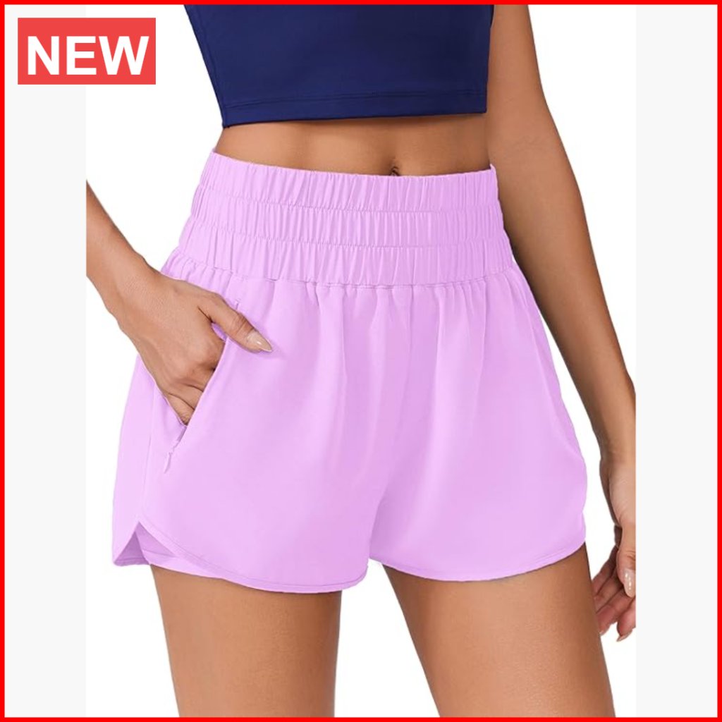 High Waist 2 In 1 Running Shorts With Quick Dry Fabric And Zipper Pockets